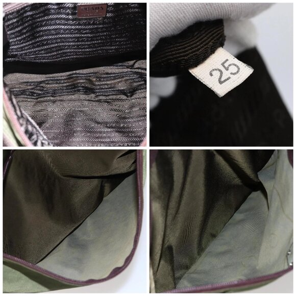 PRADA Tote Bag Nylon Khaki Silver Auth - Picture 14 of 15